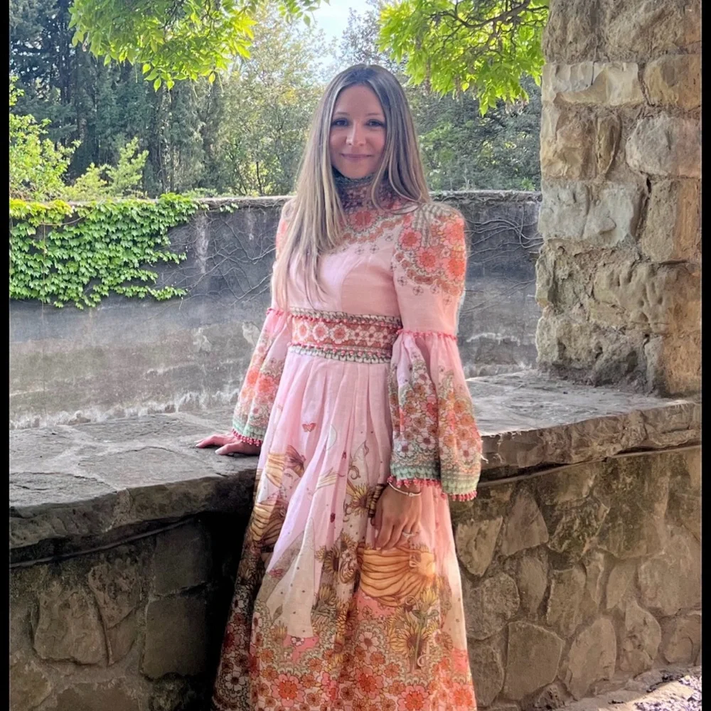 Zimmermann Kaleidoscope Bell Sleeve Gown Leo Zodiac Maxi Dress - Picture 1 of 13